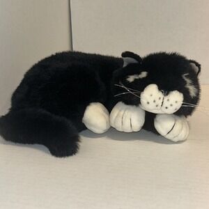 12" COLLECTIONS Etc PURRING MEOWING CAT BLACK &‎ WHITE 13013 PLUSH WMG P1